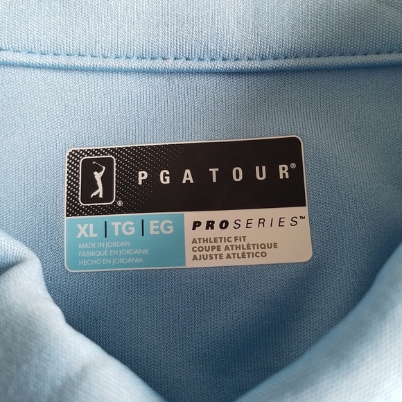NWT PGA Tour PRO Series Golf Shirt Size XL Blue Palm Tree Print - Picture 6 of 9